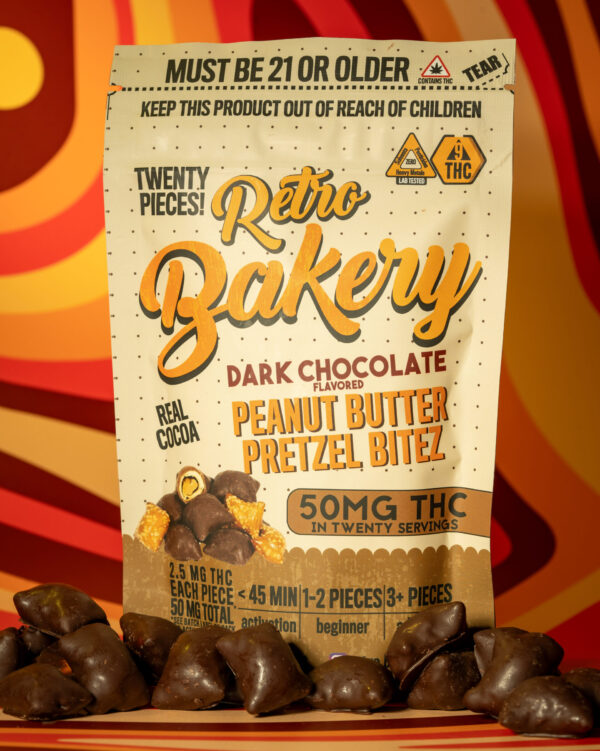 Retro Bakery Dark Chocolate Peanut Butter Pretzel Bites- 50mg THC